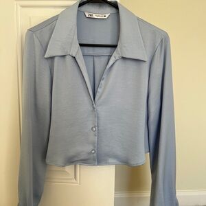 Zara Sky Blue Collared Shirt